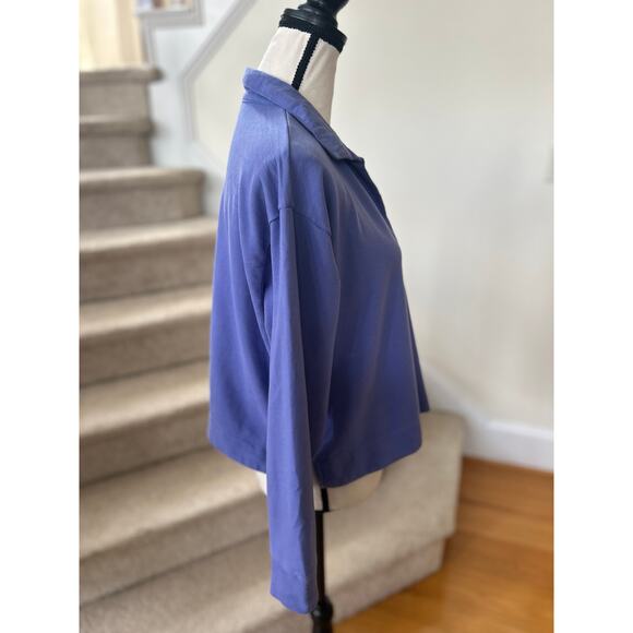 Athleta Retroterry Periwinkle Purple Johnny Collar Long Sleeve Pullover - Picture 3 of 7